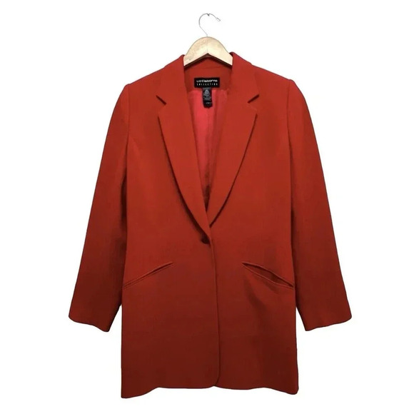 Liz Claiborne Collection Red Wool Long Sleeve Peak Blazer Jacket '90s Y2K VTG 6 - Picture 3 of 7
